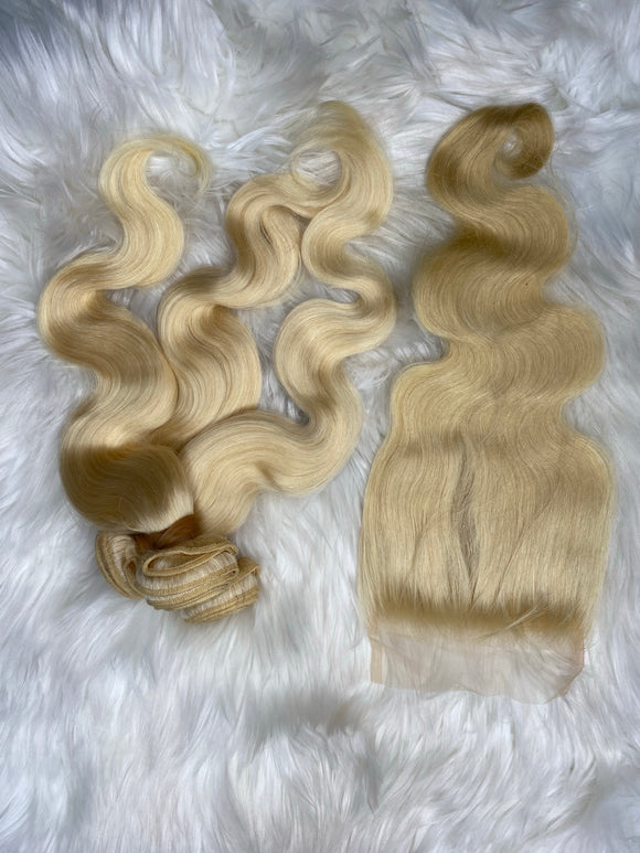 613 Blonde Hair Bundles and Lace Closures